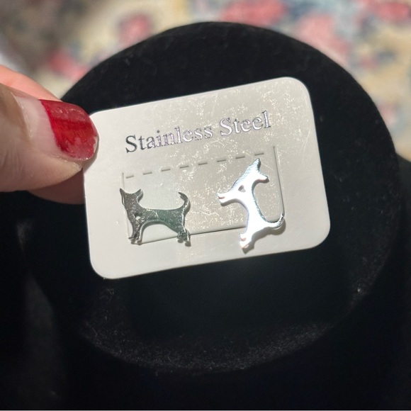 Cute Dog Earrings - Stainless Steel, Stud-Style Earrings, Dog Silouhette! - Picture 3 of 7